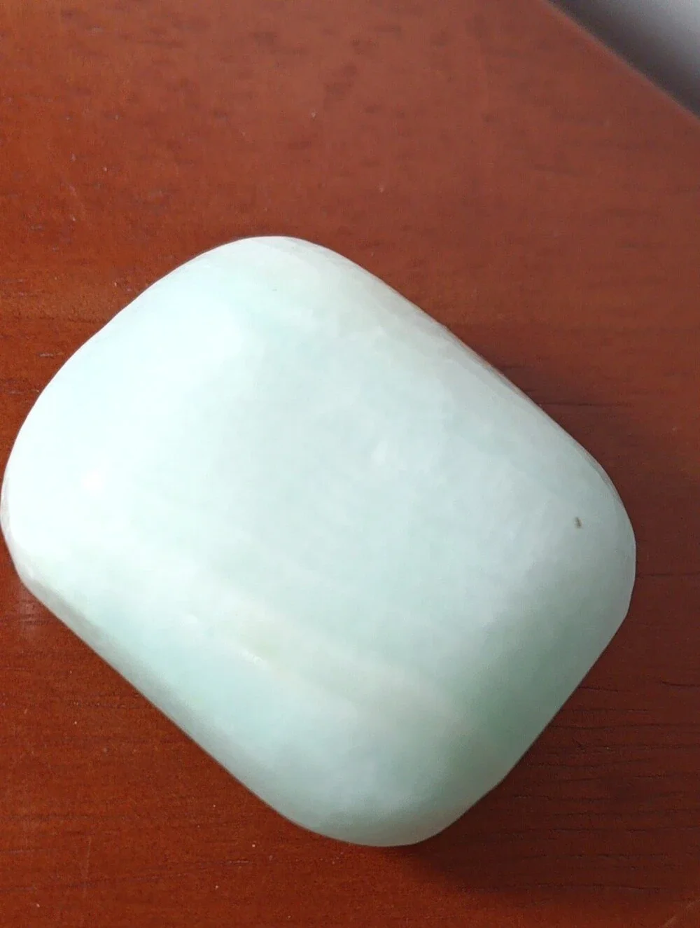 Polished Light Green Calcite Crystal Palm Stone